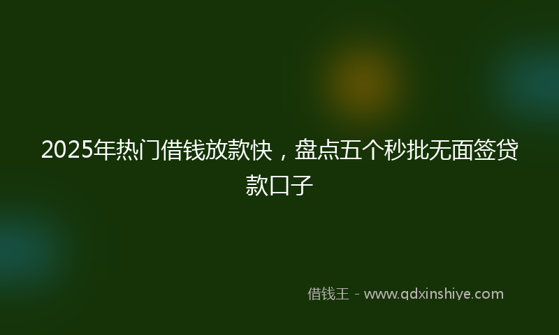 2025年热门借钱放款快，盘点五个秒批无面签贷款口子
