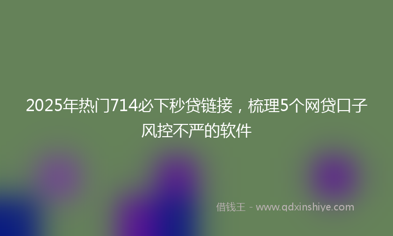 2025年热门714必下秒贷链接，梳理5个网贷口子风控不严的软件