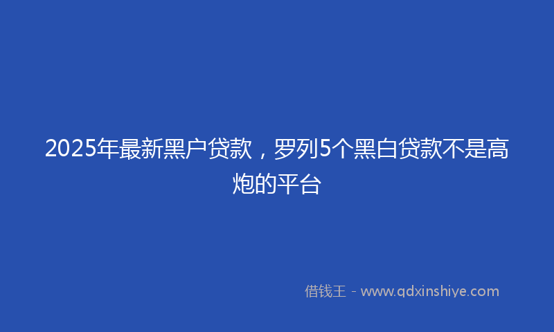 2025年最新黑户贷款，罗列5个黑白贷款不是高炮的平台
