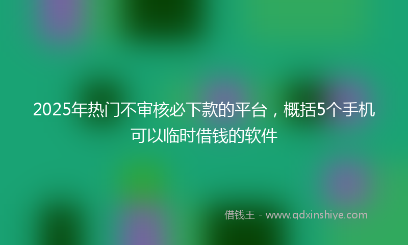 2025年热门不审核必下款的平台，概括5个手机可以临时借钱的软件