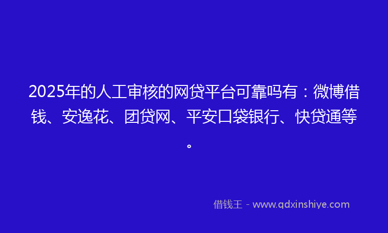 2025年的人工审核的网贷平台可靠吗有：微博借钱、安逸花、团贷网、平安口袋银行、快贷通等。