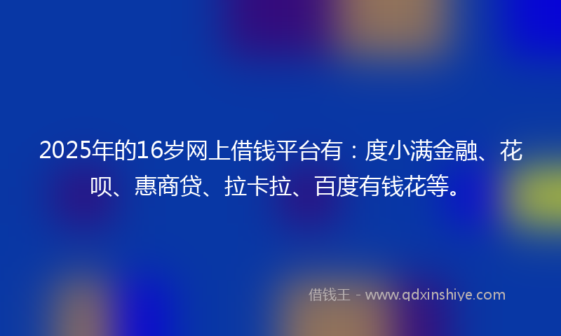 2025年的16岁网上借钱平台有：度小满金融、花呗、惠商贷、拉卡拉、百度有钱花等。
