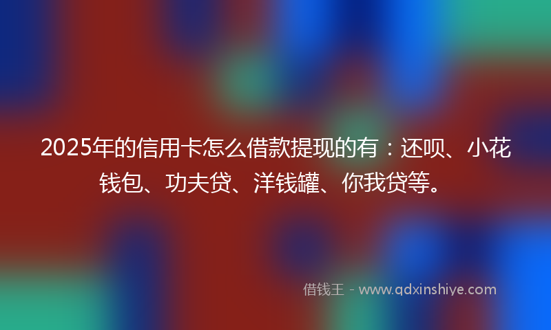2025年的信用卡怎么借款提现的有：还呗、小花钱包、功夫贷、洋钱罐、你我贷等。