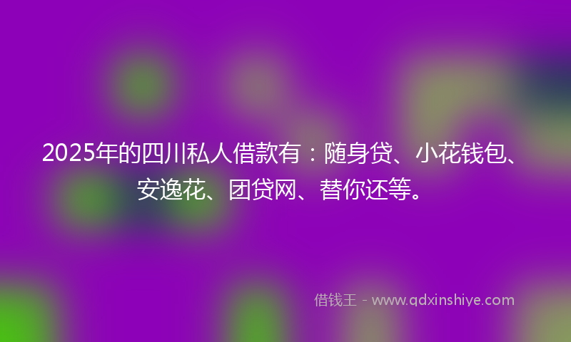 2025年的四川私人借款有：随身贷、小花钱包、安逸花、团贷网、替你还等。