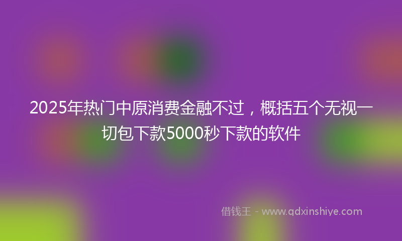 2025年热门中原消费金融不过，概括五个无视一切包下款5000秒下款的软件