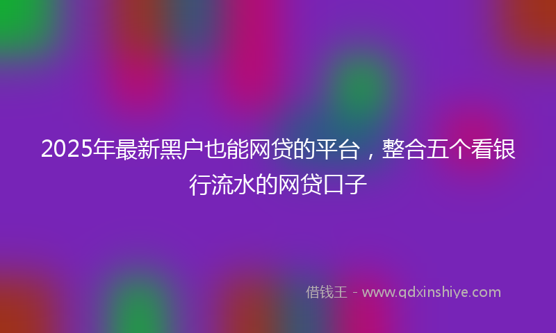 2025年最新黑户也能网贷的平台，整合五个看银行流水的网贷口子