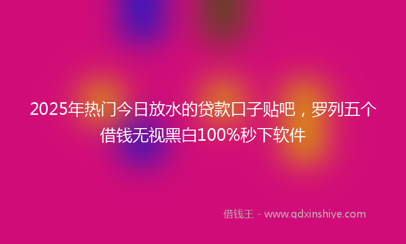 2025年热门今日放水的贷款口子贴吧，罗列五个借钱无视黑白100%秒下软件