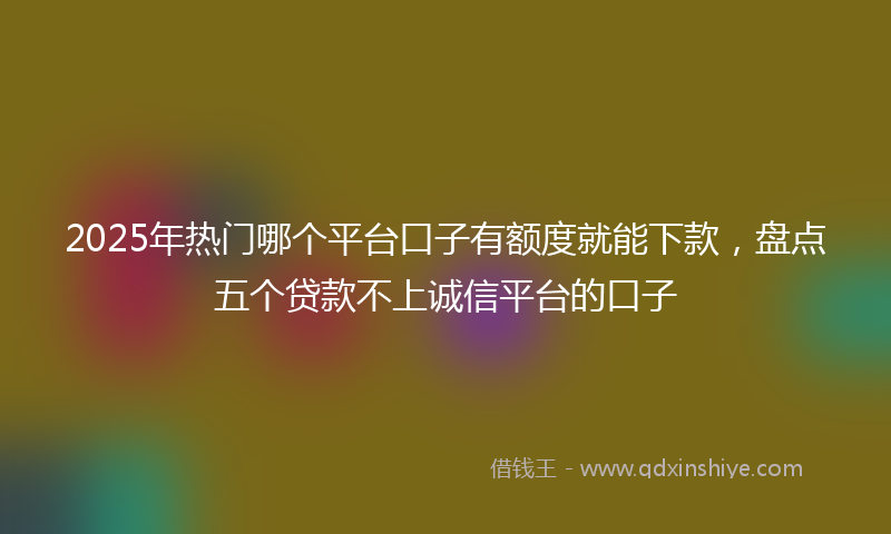 2025年热门哪个平台口子有额度就能下款，盘点五个贷款不上诚信平台的口子
