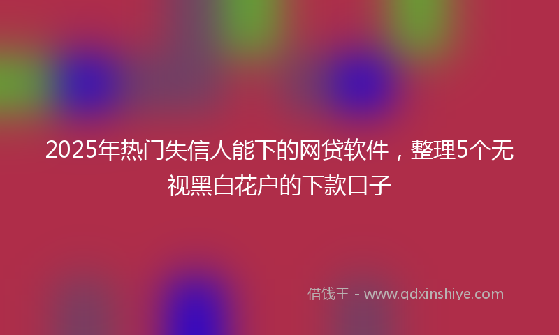 2025年热门失信人能下的网贷软件，整理5个无视黑白花户的下款口子