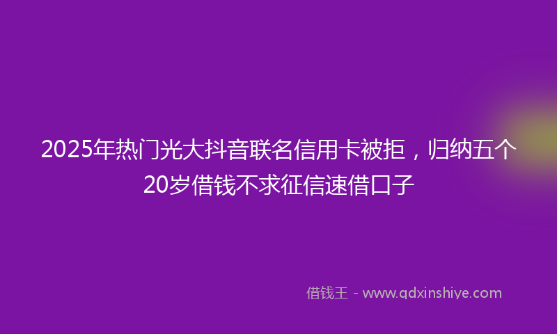 2025年热门光大抖音联名信用卡被拒，归纳五个20岁借钱不求征信速借口子