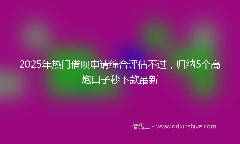 2025年热门借呗申请综合评估不过，归纳5个高炮口子秒下款最新