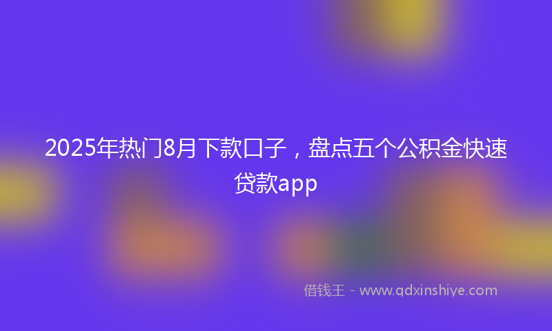 2025年热门8月下款口子，盘点五个公积金快速贷款app