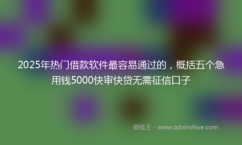 2025年热门借款软件最容易通过的，概括五个急用钱5000快审快贷无需征信口子