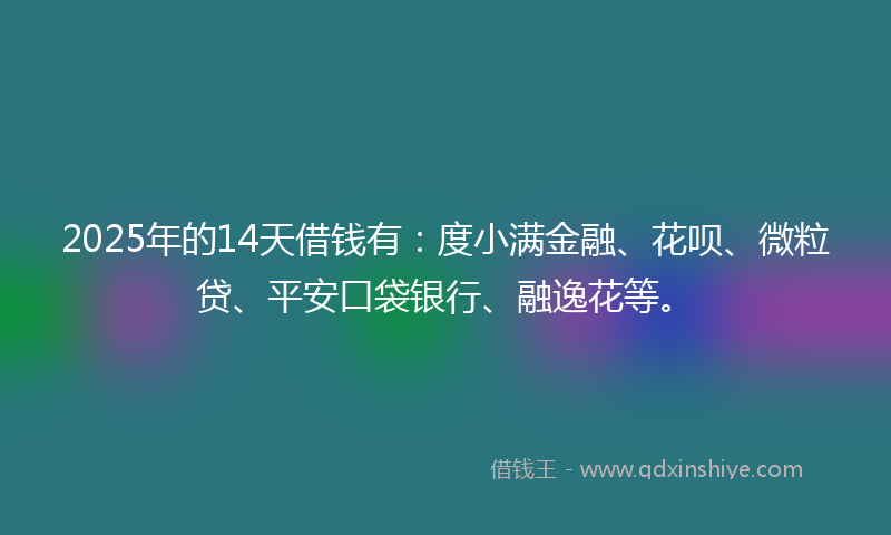 2025年的14天借钱有：度小满金融、花呗、微粒贷、平安口袋银行、融逸花等。