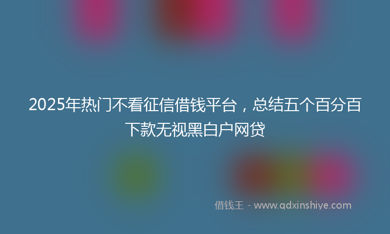 2025年热门不看征信借钱平台，总结五个百分百下款无视黑白户网贷