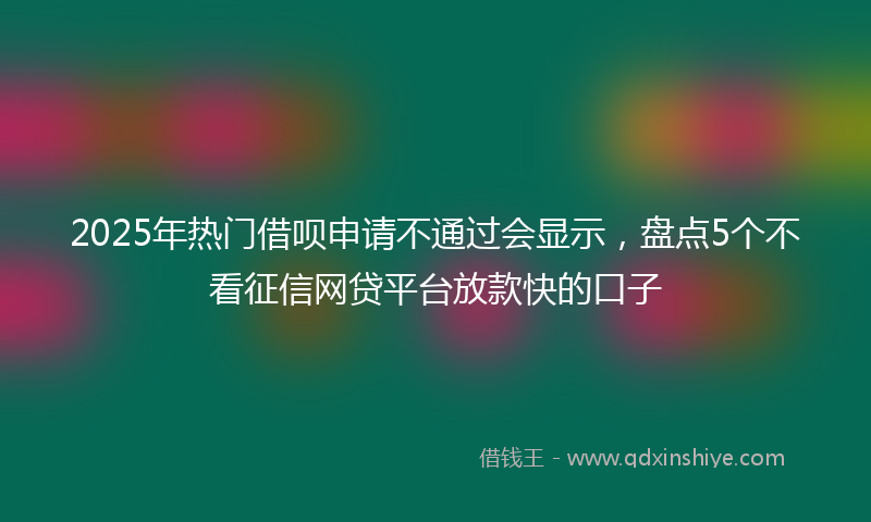 2025年热门借呗申请不通过会显示，盘点5个不看征信网贷平台放款快的口子