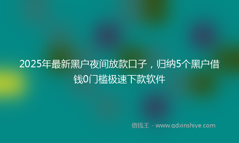 2025年最新黑户夜间放款口子，归纳5个黑户借钱0门槛极速下款软件