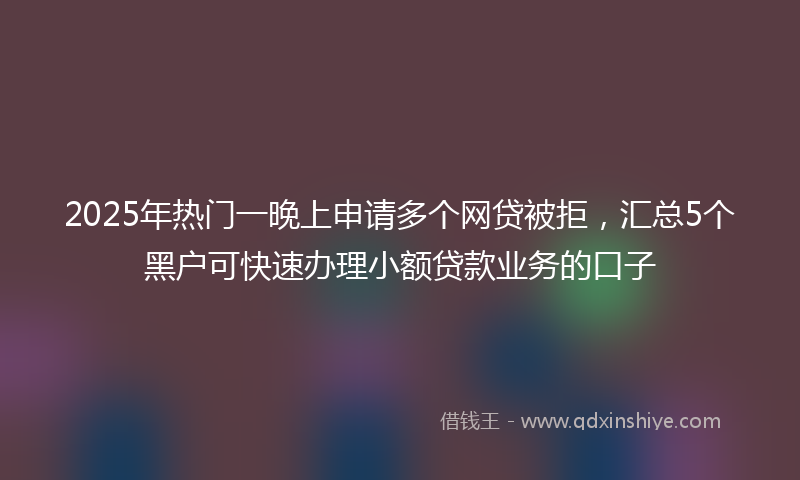 2025年热门一晚上申请多个网贷被拒，汇总5个黑户可快速办理小额贷款业务的口子