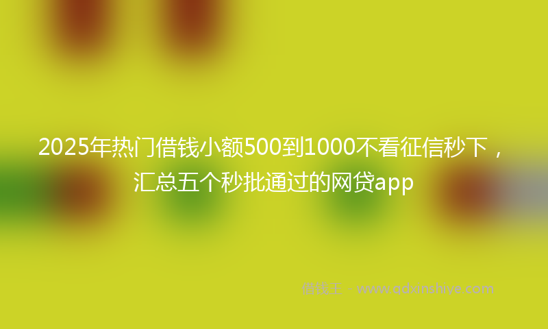 2025年热门借钱小额500到1000不看征信秒下，汇总五个秒批通过的网贷app