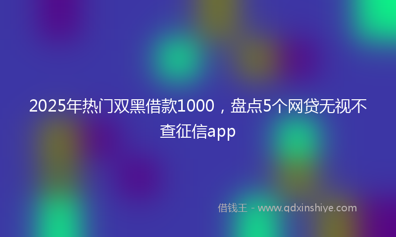 2025年热门双黑借款1000，盘点5个网贷无视不查征信app
