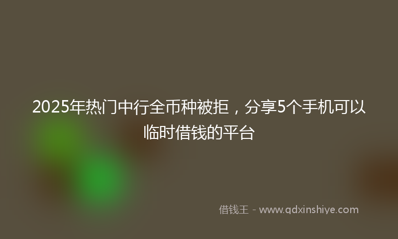2025年热门中行全币种被拒，分享5个手机可以临时借钱的平台