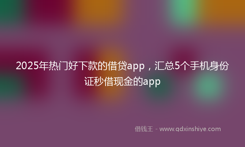 2025年热门好下款的借贷app，汇总5个手机身份证秒借现金的app