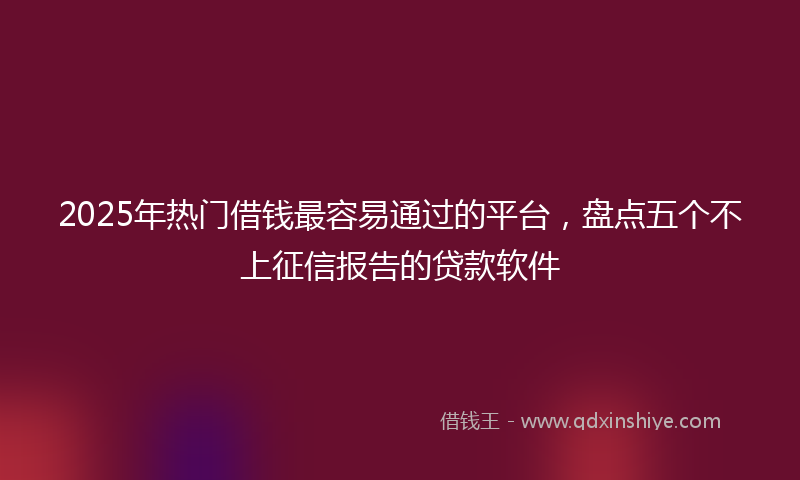 2025年热门借钱最容易通过的平台，盘点五个不上征信报告的贷款软件