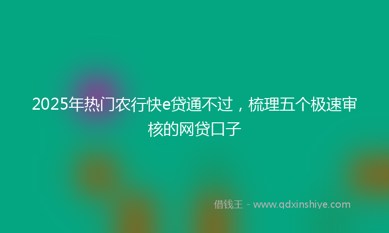 2025年热门农行快e贷通不过，梳理五个极速审核的网贷口子