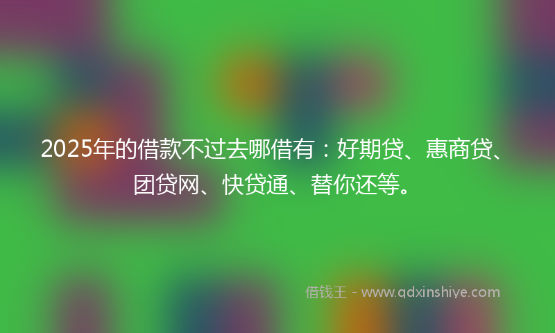2025年的借款不过去哪借有：好期贷、惠商贷、团贷网、快贷通、替你还等。