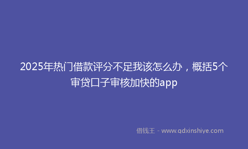 2025年热门借款评分不足我该怎么办，概括5个审贷口子审核加快的app