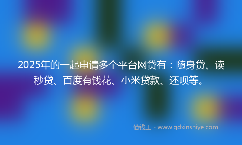 2025年的一起申请多个平台网贷有：随身贷、读秒贷、百度有钱花、小米贷款、还呗等。