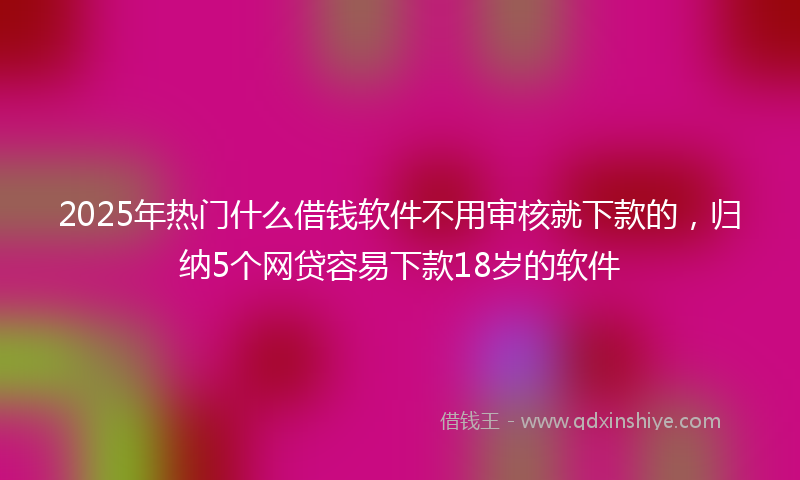 2025年热门什么借钱软件不用审核就下款的，归纳5个网贷容易下款18岁的软件