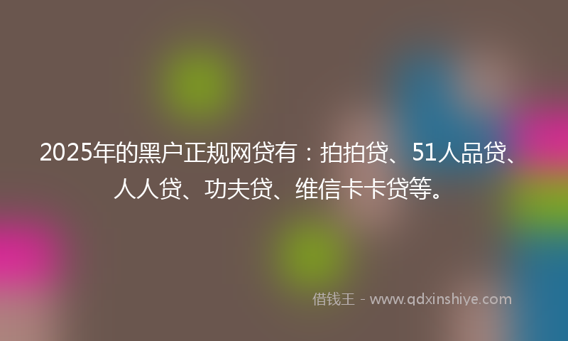2025年的黑户正规网贷有：拍拍贷、51人品贷、人人贷、功夫贷、维信卡卡贷等。