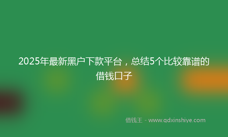 2025年最新黑户下款平台，总结5个比较靠谱的借钱口子