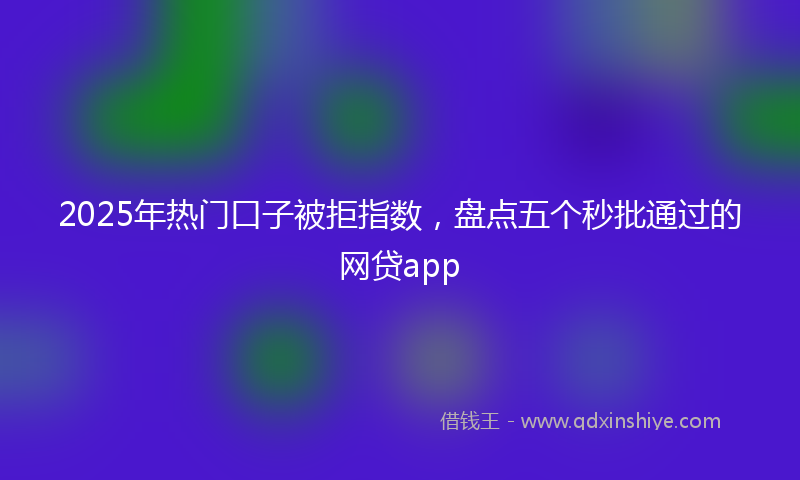 2025年热门口子被拒指数，盘点五个秒批通过的网贷app