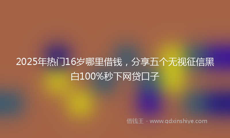 2025年热门16岁哪里借钱，分享五个无视征信黑白100%秒下网贷口子