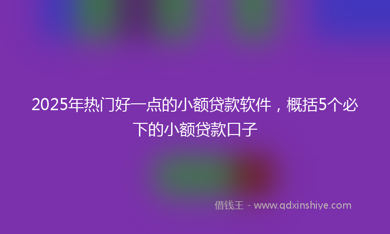 2025年热门好一点的小额贷款软件，概括5个必下的小额贷款口子