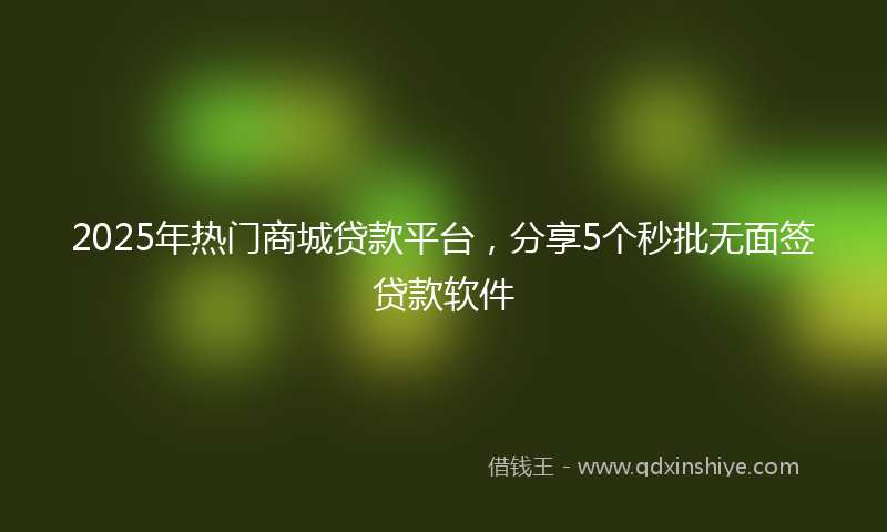 2025年热门商城贷款平台，分享5个秒批无面签贷款软件