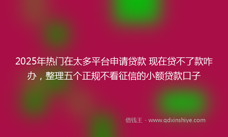 2025年热门在太多平台申请贷款 现在贷不了款咋办，整理五个正规不看征信的小额贷款口子