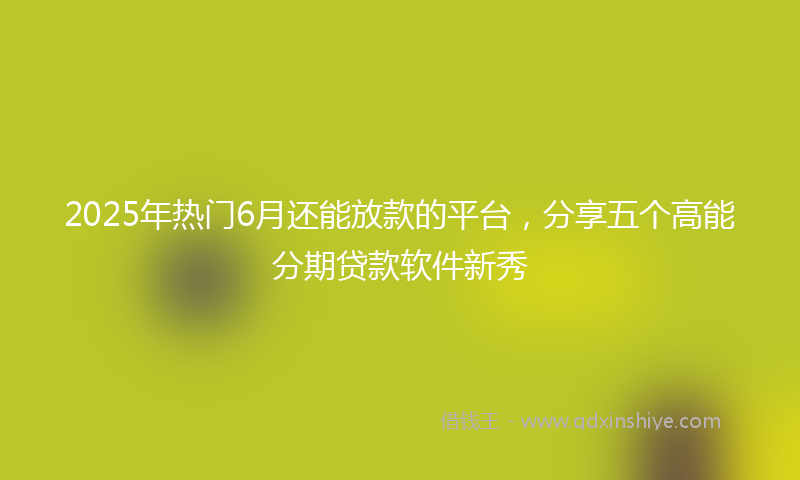 2025年热门6月还能放款的平台，分享五个高能分期贷款软件新秀