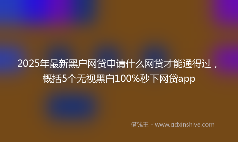 2025年最新黑户网贷申请什么网贷才能通得过，概括5个无视黑白100%秒下网贷app
