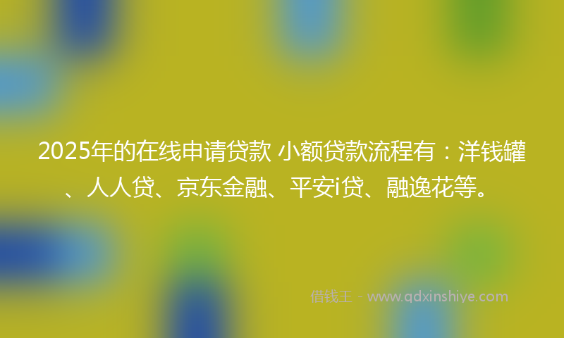 2025年的在线申请贷款 小额贷款流程有：洋钱罐、人人贷、京东金融、平安i贷、融逸花等。
