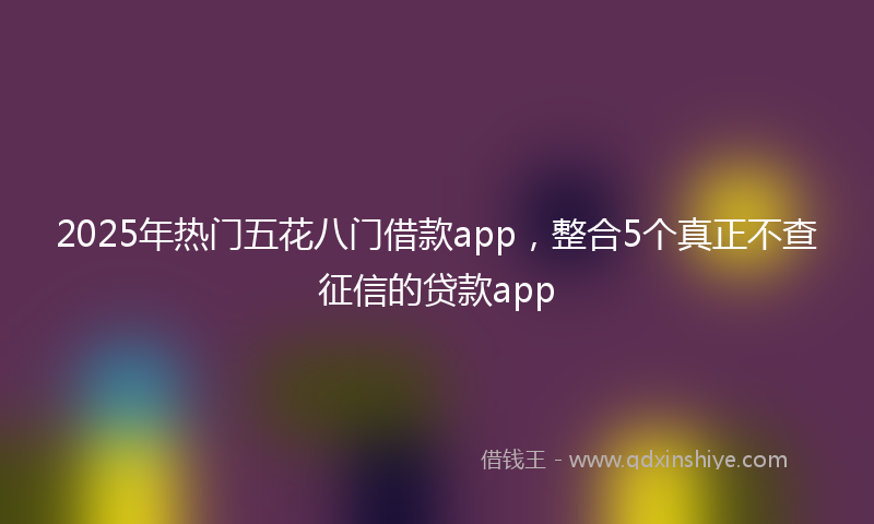 2025年热门五花八门借款app，整合5个真正不查征信的贷款app