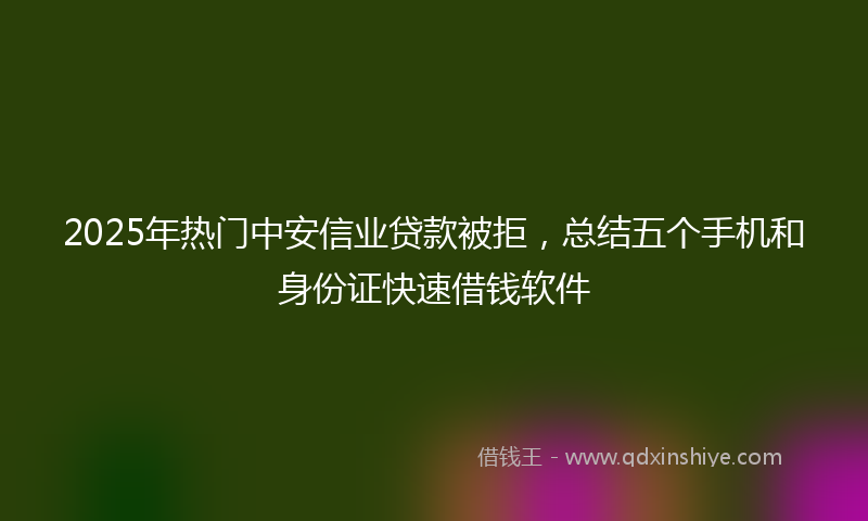 2025年热门中安信业贷款被拒，总结五个手机和身份证快速借钱软件
