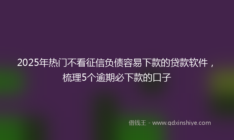 2025年热门不看征信负债容易下款的贷款软件，梳理5个逾期必下款的口子