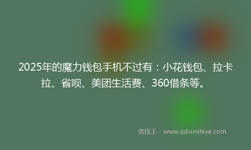 2025年的魔力钱包手机不过有：小花钱包、拉卡拉、省呗、美团生活费、360借条等。