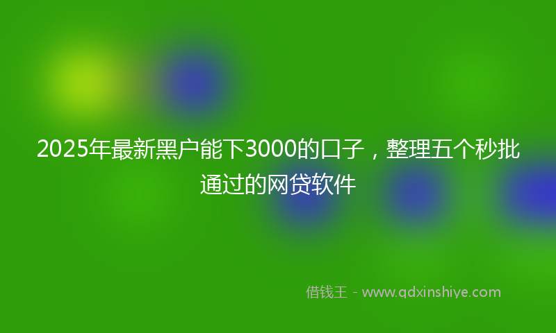 2025年最新黑户能下3000的口子，整理五个秒批通过的网贷软件