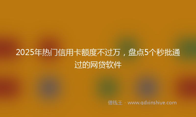 2025年热门信用卡额度不过万，盘点5个秒批通过的网贷软件