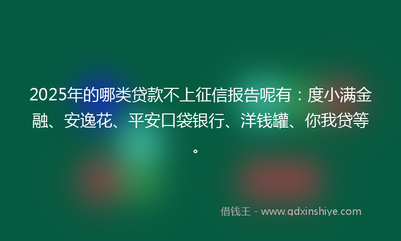 2025年的哪类贷款不上征信报告呢有：度小满金融、安逸花、平安口袋银行、洋钱罐、你我贷等。