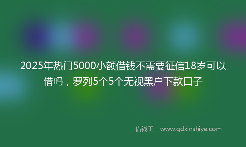 2025年热门5000小额借钱不需要征信18岁可以借吗，罗列5个5个无视黑户下款口子